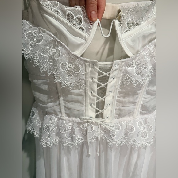 For Love & Lemons White Lace Corset Mini Dress Size L NWT Adjustable Straps - Picture 4 of 7
